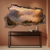Wall Stickers: Wall Hole Alpine Lake at Sunset 8