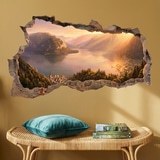 Wall Stickers: Wall Hole Alpine Lake at Sunset 11