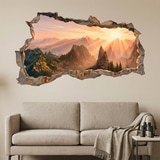 Wall Stickers: Wall Hole Golden Mountains at Sunrise 3
