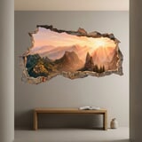 Wall Stickers: Wall Hole Golden Mountains at Sunrise 4