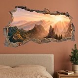 Wall Stickers: Wall Hole Golden Mountains at Sunrise 5