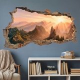 Wall Stickers: Wall Hole Golden Mountains at Sunrise 6