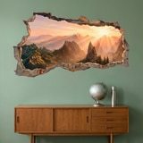Wall Stickers: Wall Hole Golden Mountains at Sunrise 7