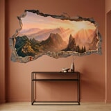 Wall Stickers: Wall Hole Golden Mountains at Sunrise 10