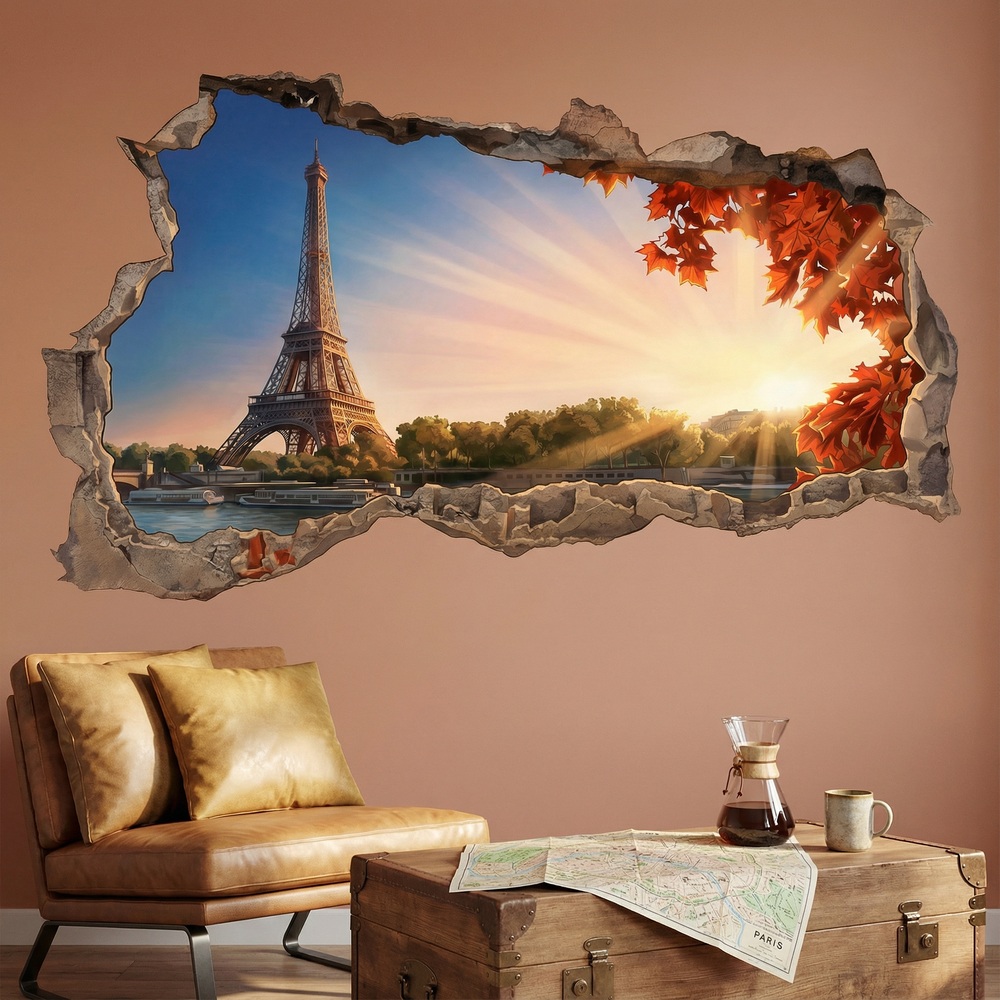 Wall Stickers: Wall Hole Paris at Sunset