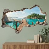 Wall Stickers: Wall Hole Tropical Pier 6