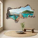 Wall Stickers: Wall Hole Tropical Pier 9