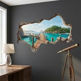 Wall Stickers: Wall Hole Tropical Pier 10