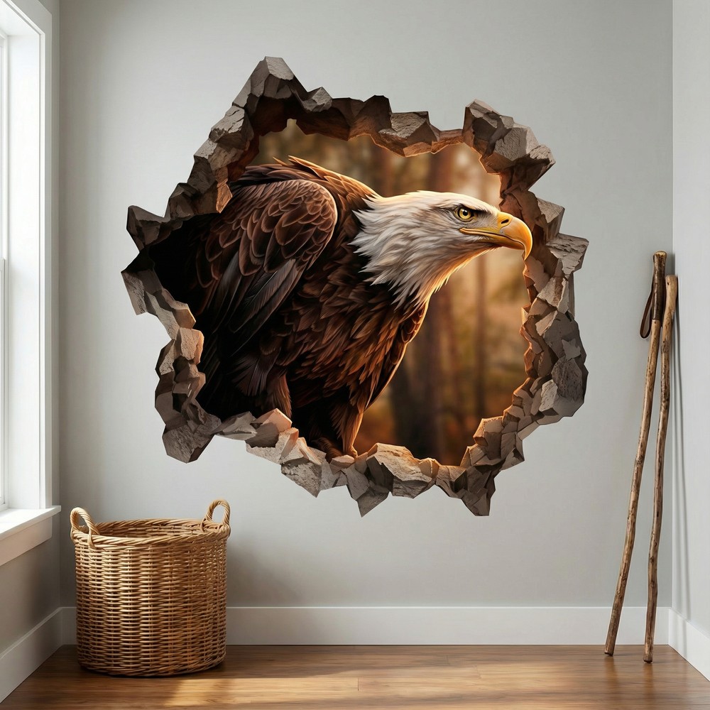 Wall Stickers: Wall Hole Bald Eagle