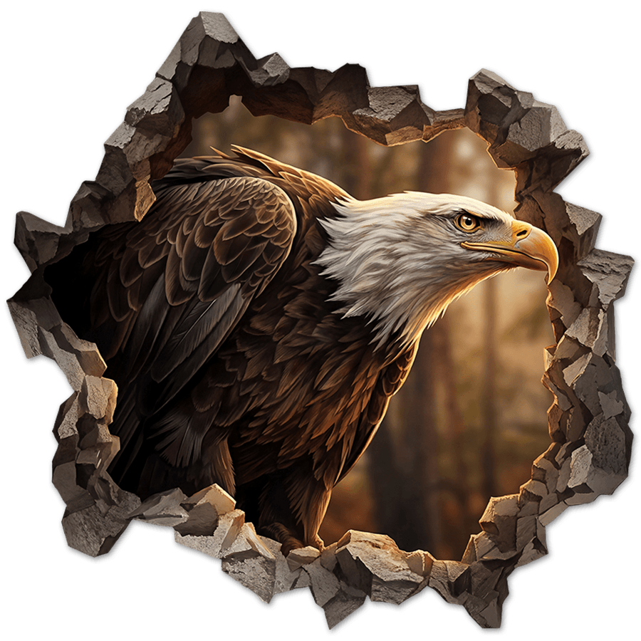 Wall Stickers: Wall Hole Bald Eagle