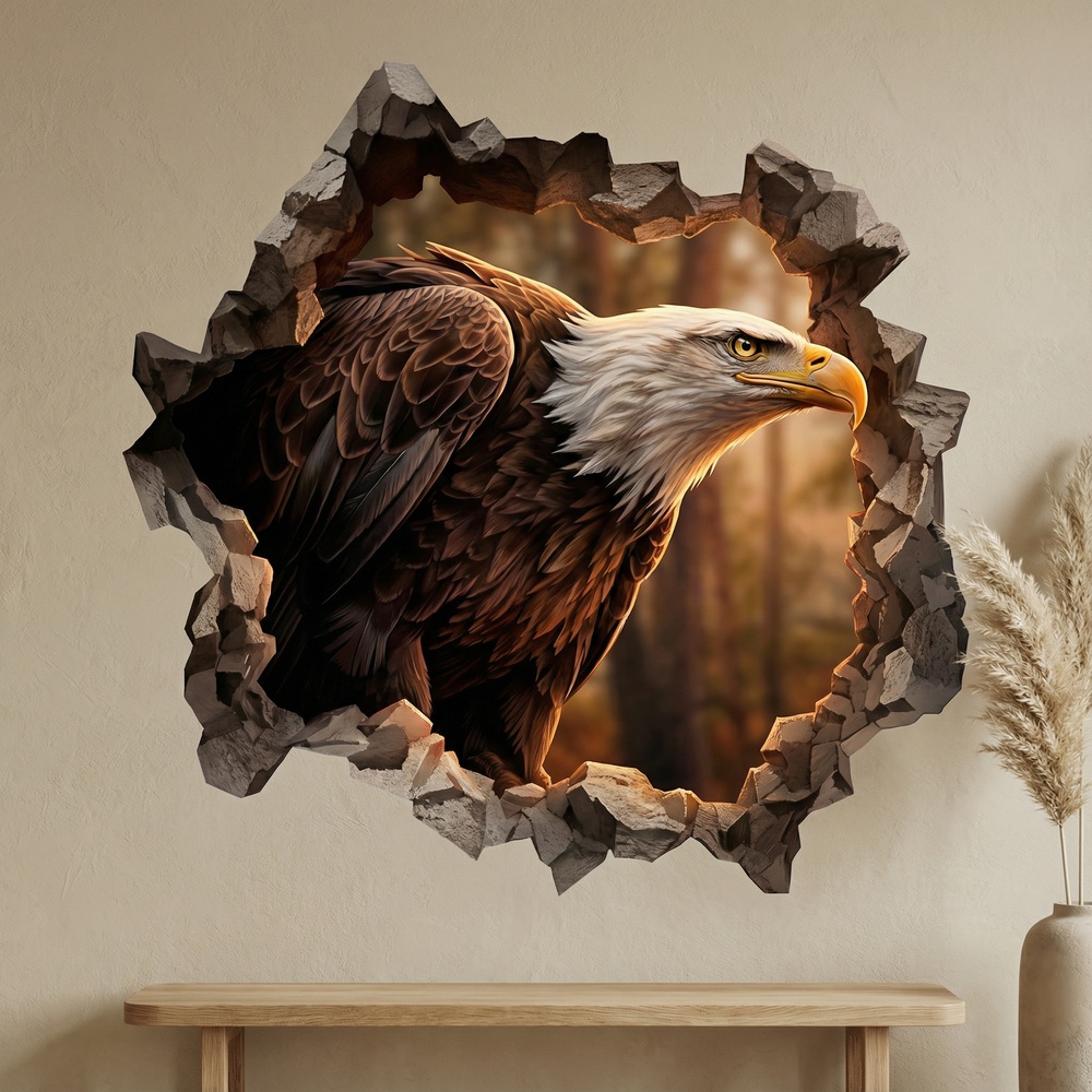 Wall Stickers: Wall Hole Bald Eagle