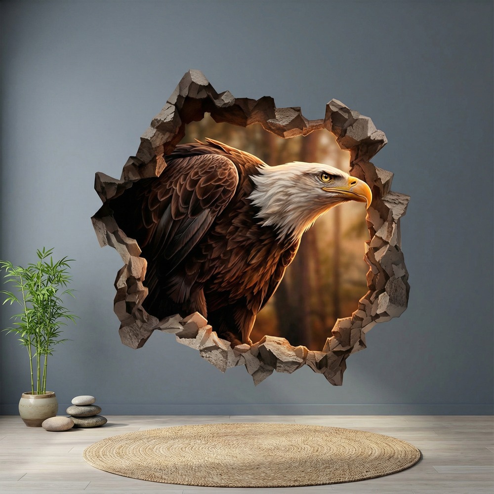 Wall Stickers: Wall Hole Bald Eagle