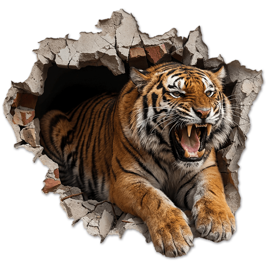 Wall Stickers: Wall Hole Wild Tiger