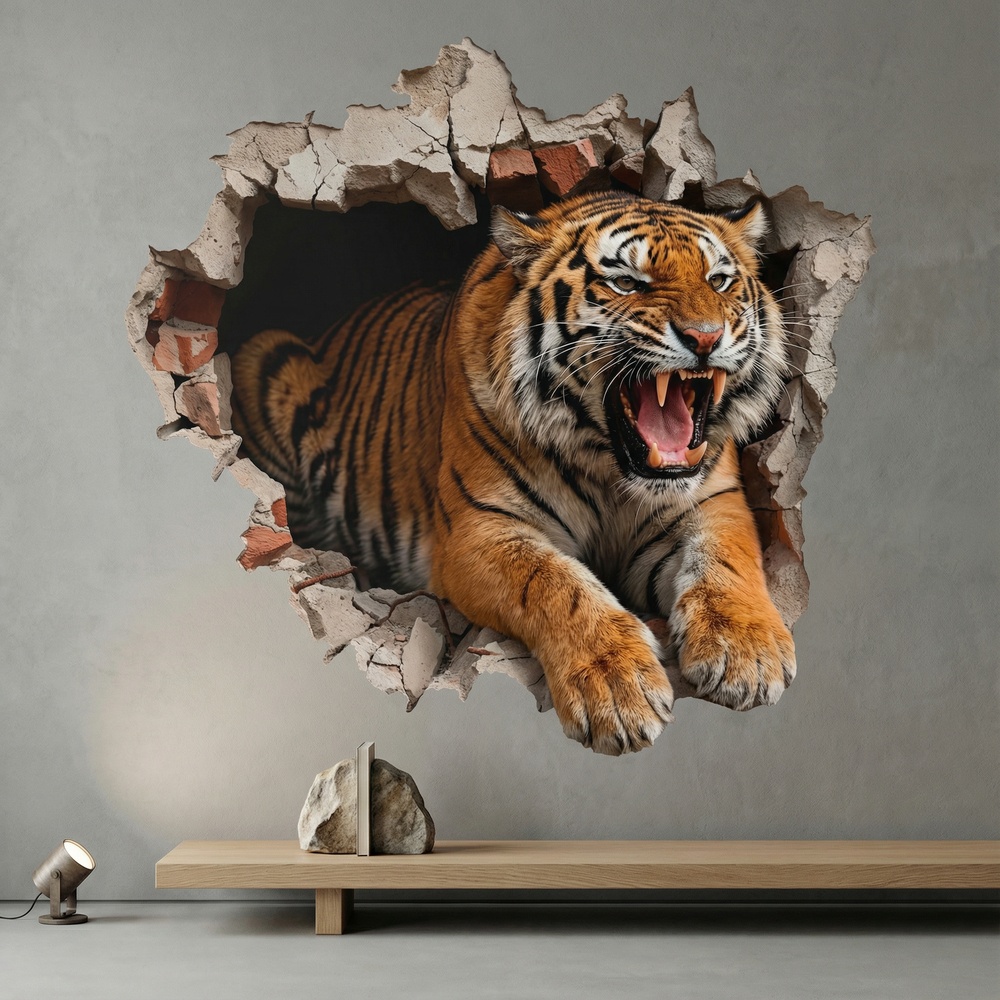 Wall Stickers: Wall Hole Wild Tiger