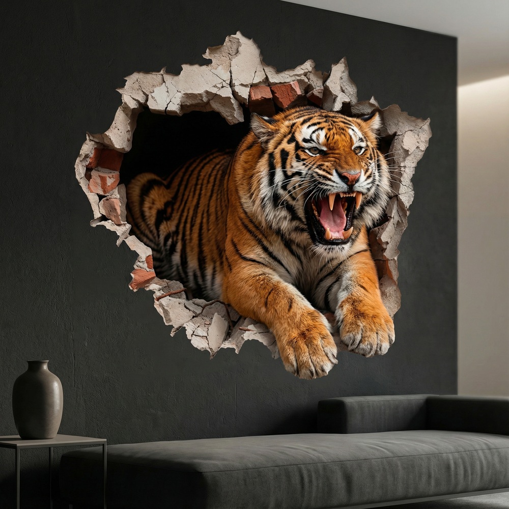 Wall Stickers: Wall Hole Wild Tiger