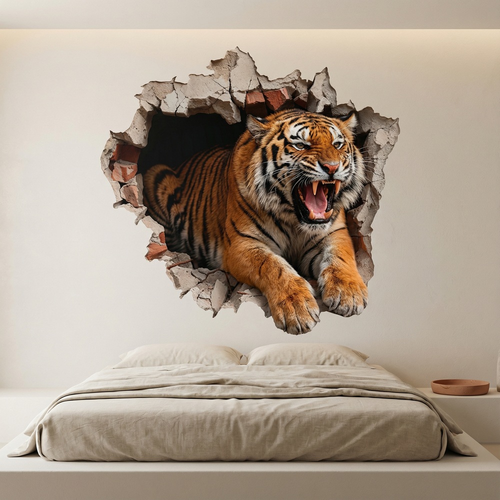 Wall Stickers: Wall Hole Wild Tiger