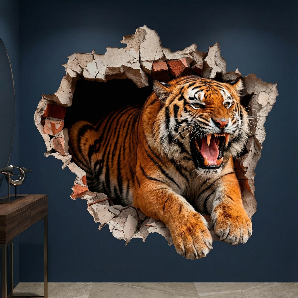 Wall Stickers: Wall Hole Wild Tiger
