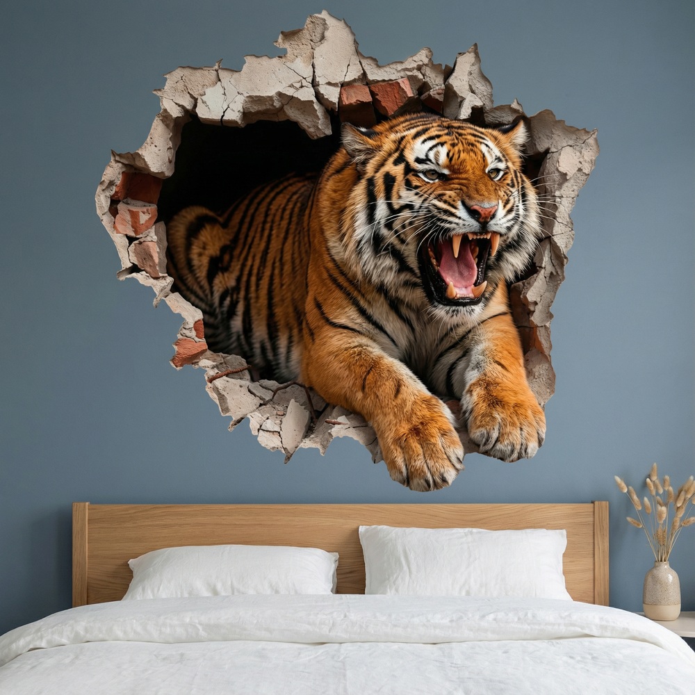 Wall Stickers: Wall Hole Wild Tiger