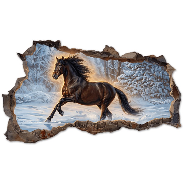 Wall Stickers: Wall Hole Horse in the Snow