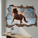 Wall Stickers: Wall Hole Horse in the Snow 3