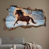 Wall Stickers: Wall Hole Horse in the Snow 4