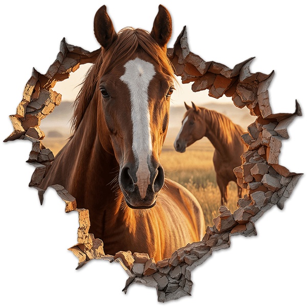 Wall Stickers: Wall Hole Brown Horse