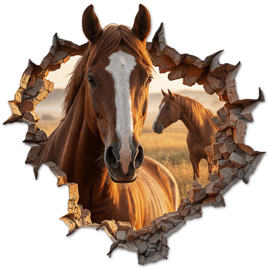 Wall Stickers: Wall Hole Brown Horse