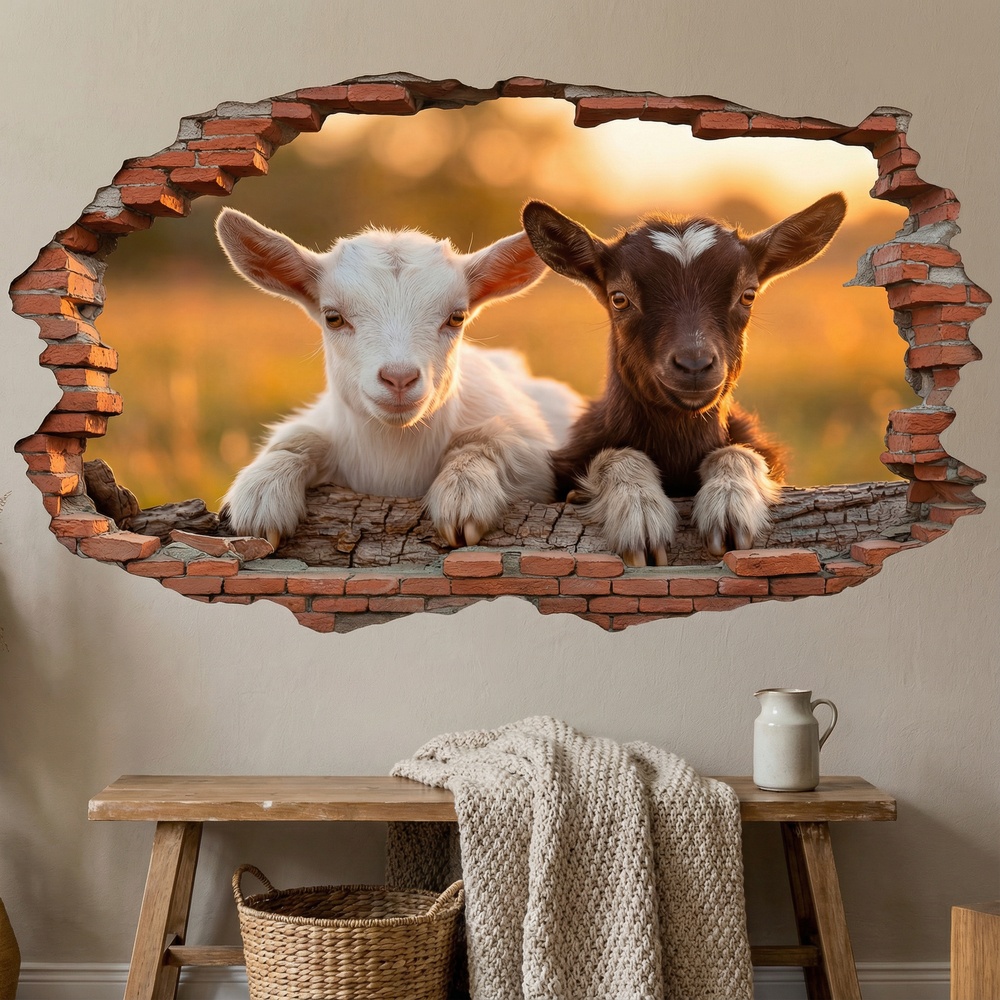 Wall Stickers: Wall Hole Baby Goats