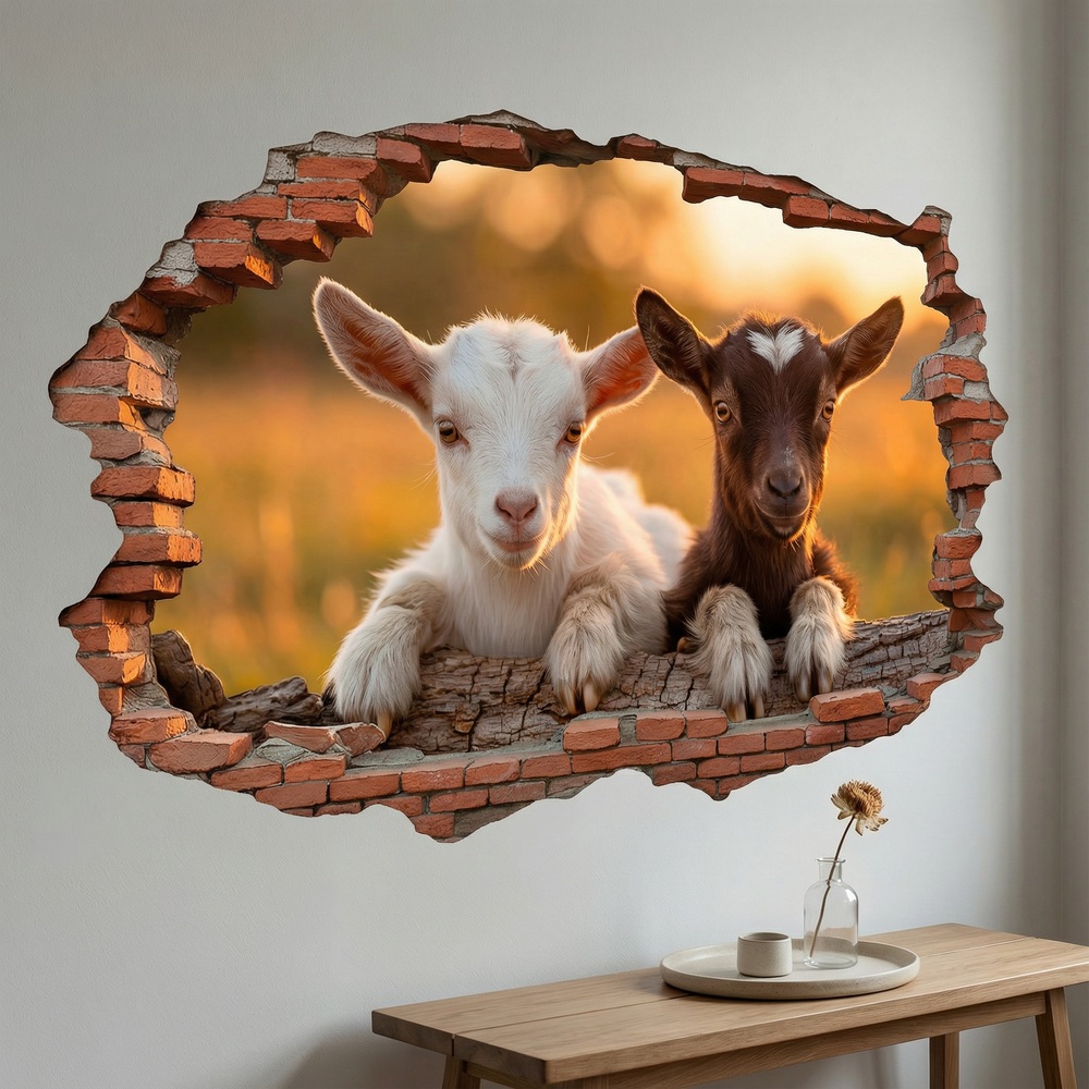 Wall Stickers: Wall Hole Baby Goats