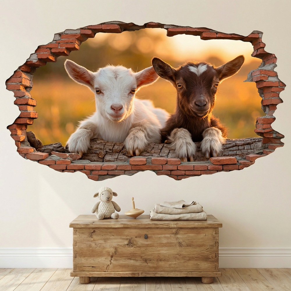 Wall Stickers: Wall Hole Baby Goats