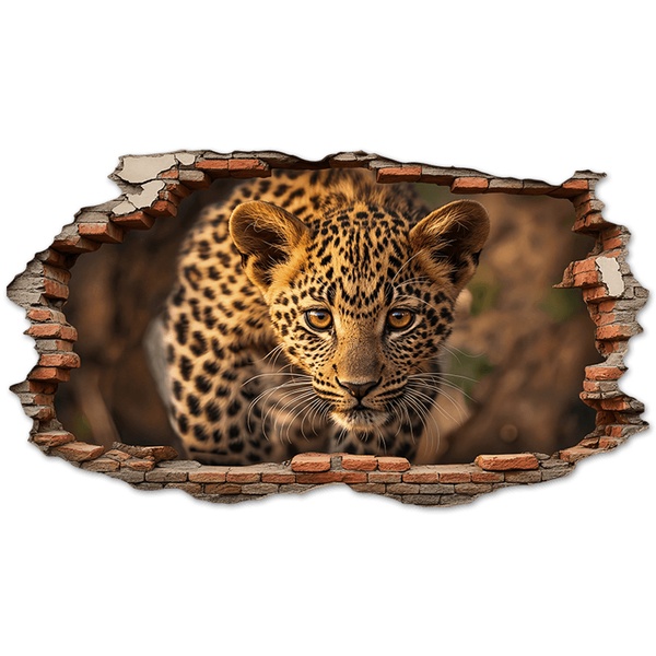 Wall Stickers: Wall Hole Leopard Cub