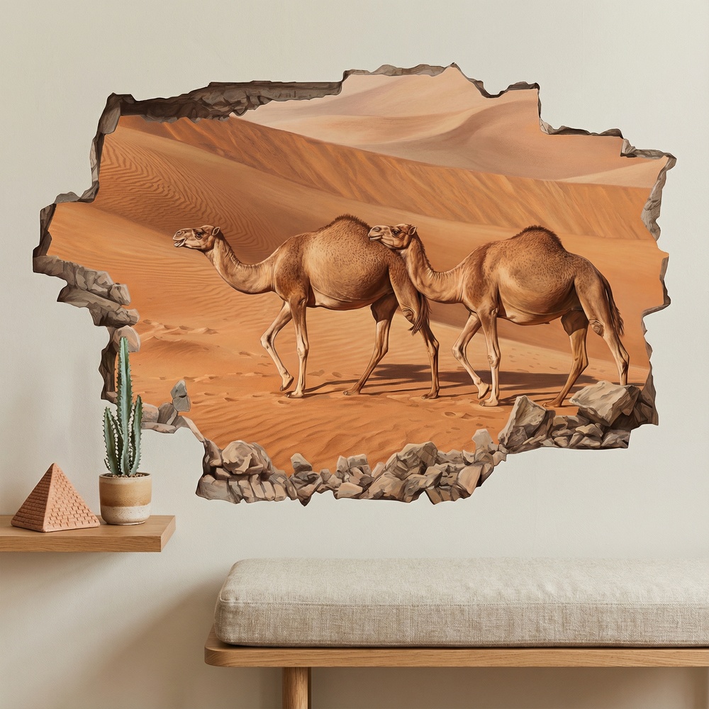 Wall Stickers: Wall Hole Camels in the Desert