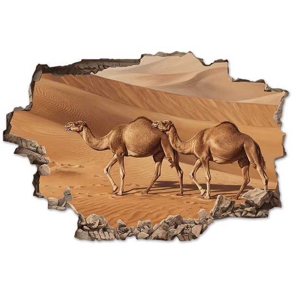 Wall Stickers: Wall Hole Camels in the Desert