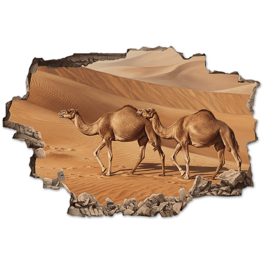 Wall Stickers: Wall Hole Camels in the Desert