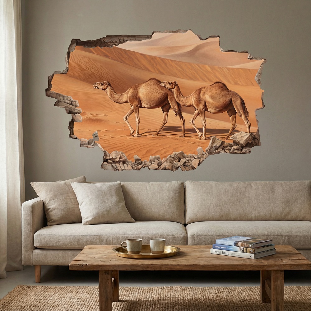 Wall Stickers: Wall Hole Camels in the Desert