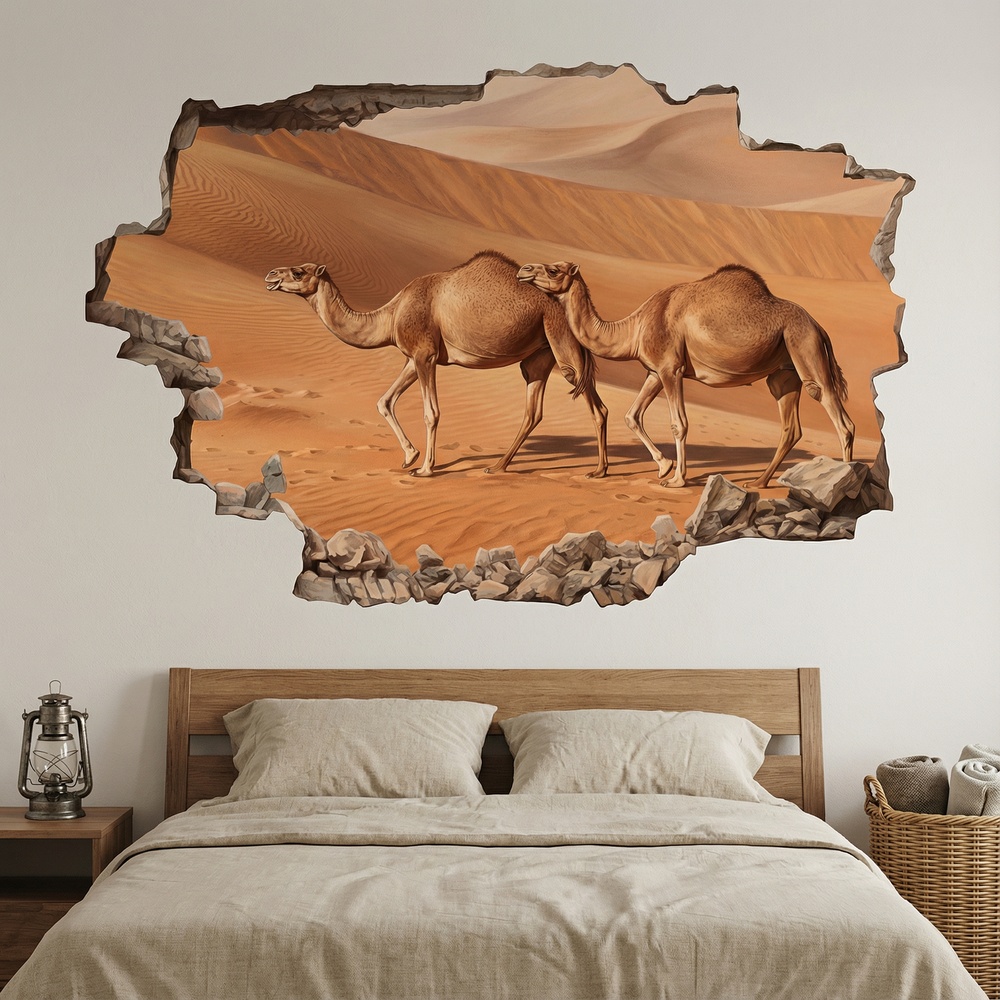 Wall Stickers: Wall Hole Camels in the Desert