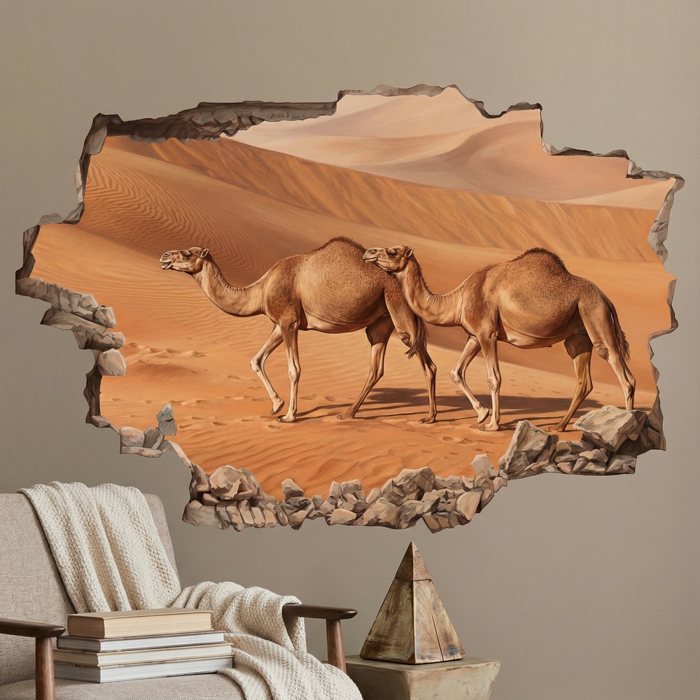 Wall Stickers: Wall Hole Camels in the Desert