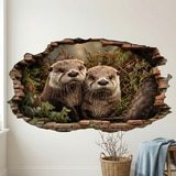 Wall Stickers: Wall Hole Curious Otters 4