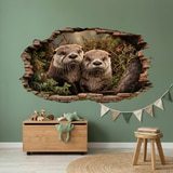 Wall Stickers: Wall Hole Curious Otters 5