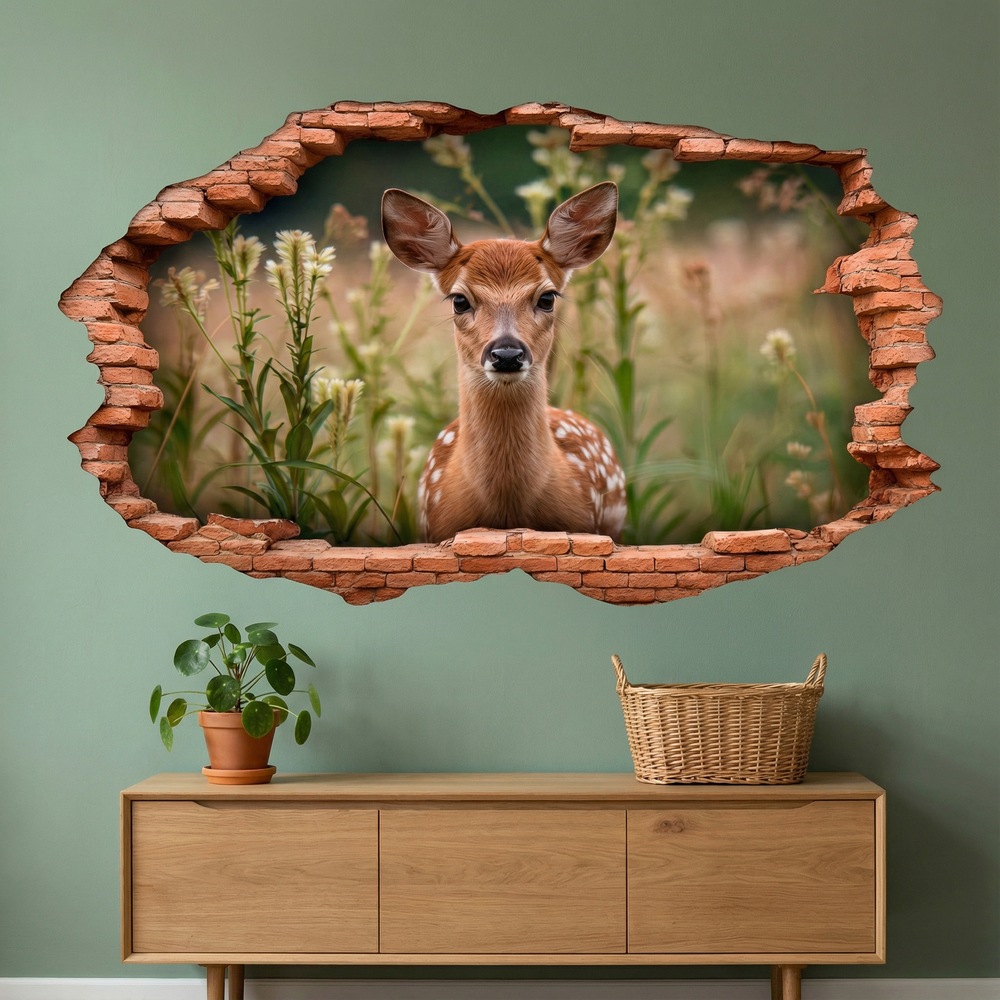 Wall Stickers: Wall Hole Forest Fawn