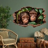 Wall Stickers: Wall Hole Baby Chimpanzees 3
