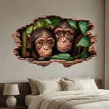 Wall Stickers: Wall Hole Baby Chimpanzees 5