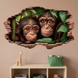Wall Stickers: Wall Hole Baby Chimpanzees 6