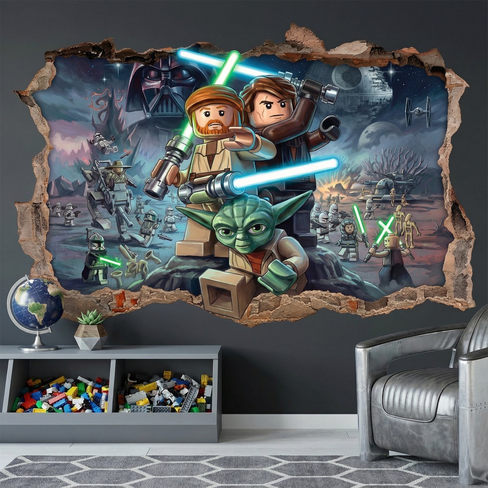 Stickers for Kids: Wall Hole Lego Star Wars Jedi Masters
