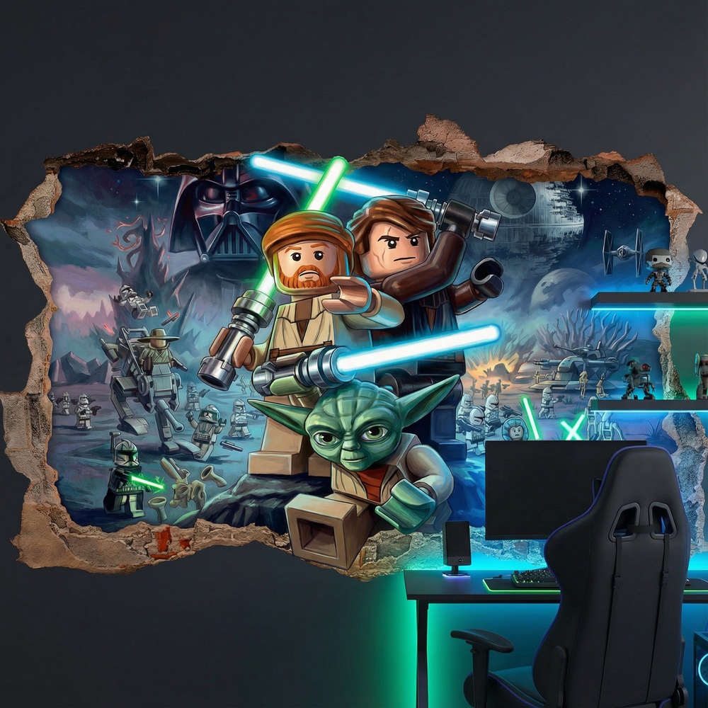 Stickers for Kids: Wall Hole Lego Star Wars Jedi Masters