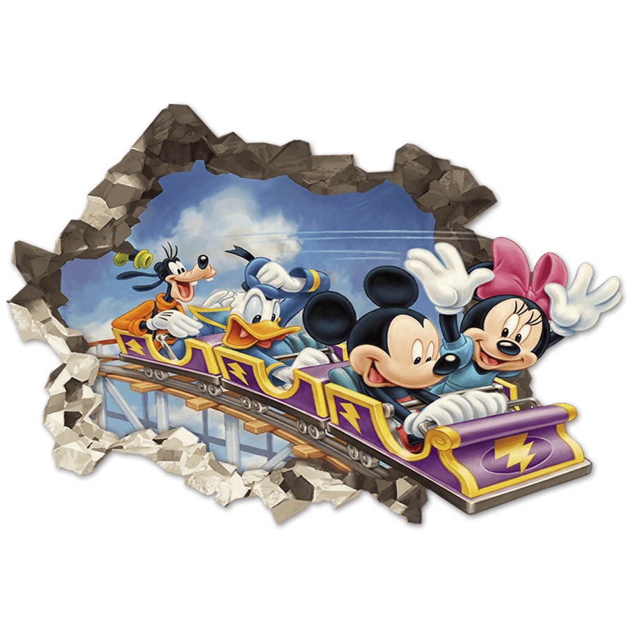 Stickers for Kids: Wall Hole Mickey Mouse Friends Roller Coaster