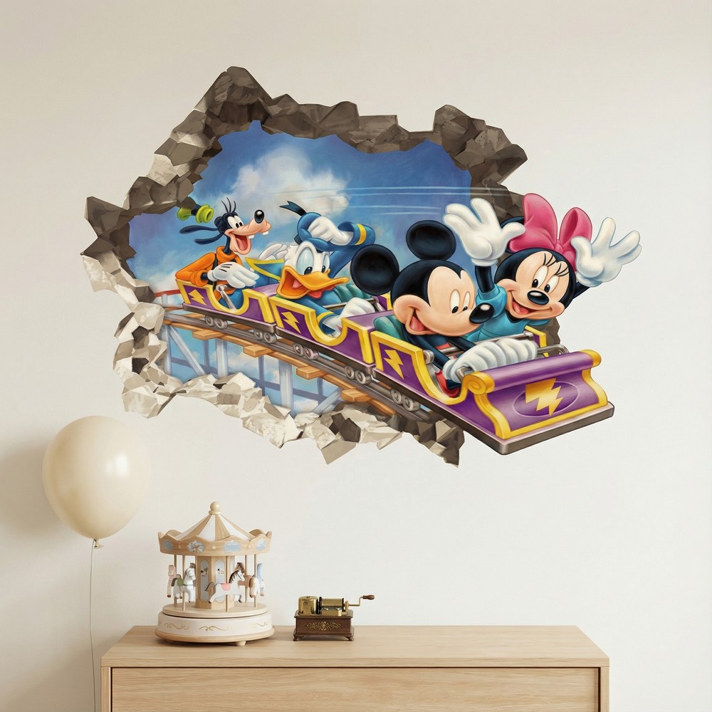 Stickers for Kids: Wall Hole Mickey Mouse Friends Roller Coaster