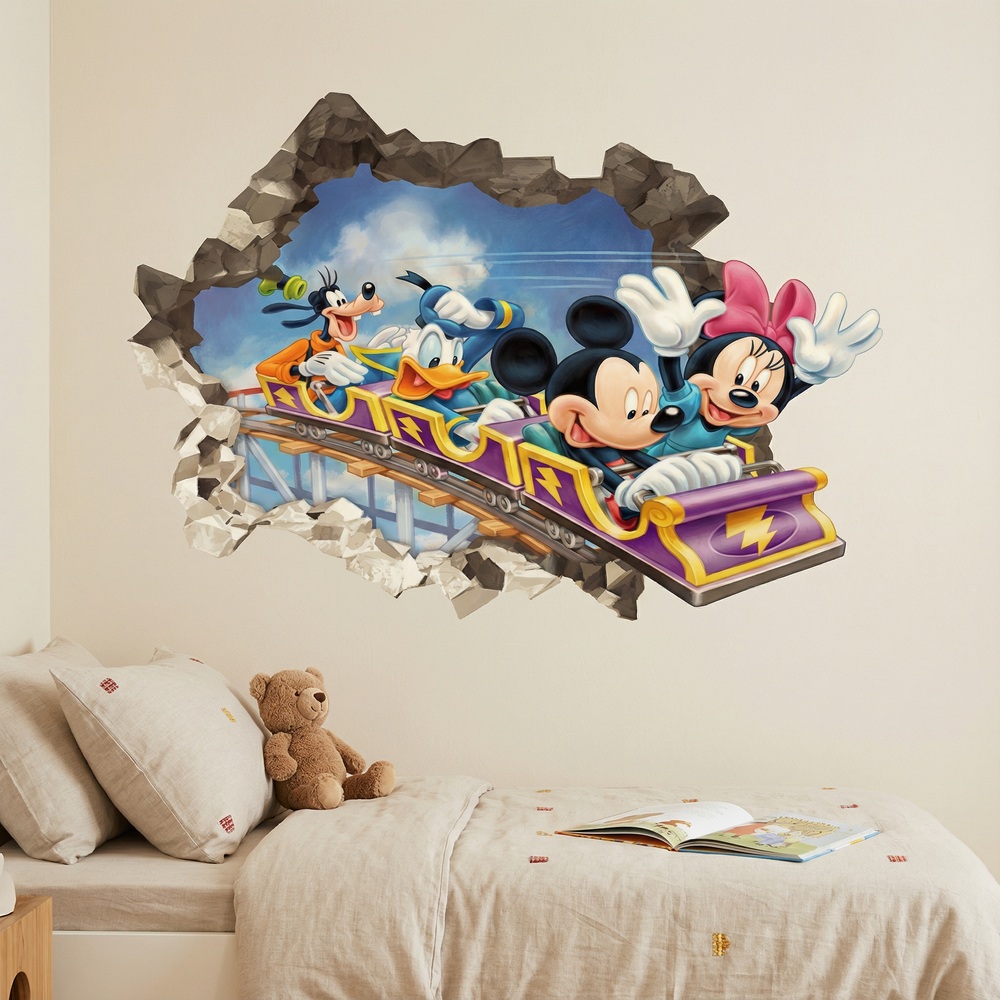 Stickers for Kids: Wall Hole Mickey Mouse Friends Roller Coaster