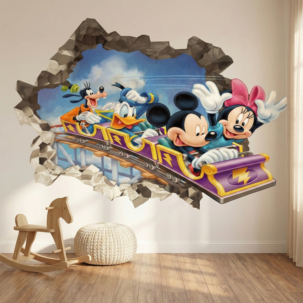 Stickers for Kids: Wall Hole Mickey Mouse Friends Roller Coaster