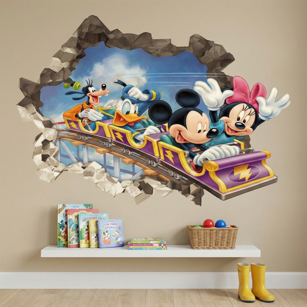 Stickers for Kids: Wall Hole Mickey Mouse Friends Roller Coaster